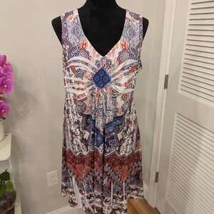 Elegant Paisley Midi Dress - Multicolor Size OX